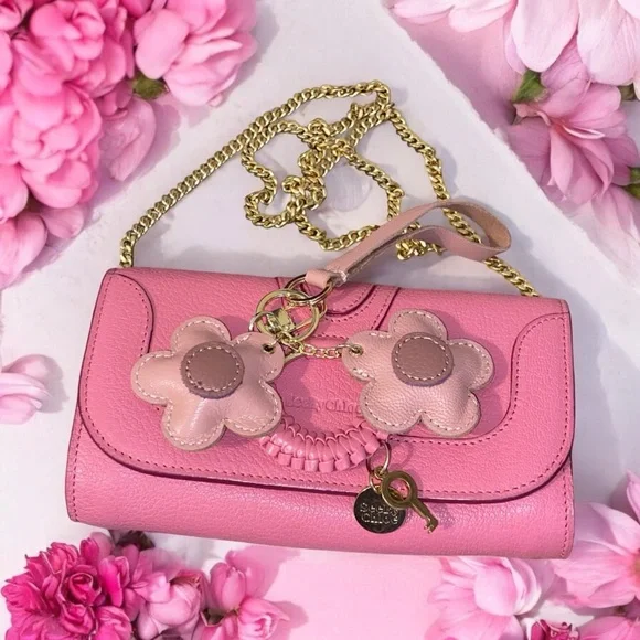 SET of 4 Floral Leather Bag Charms - Picture 10 of 11